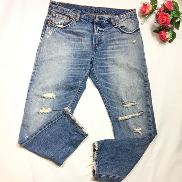 Levi's Denim - LEVI’S 501 DISTRESSED PAINT SPLATTERED JEANS